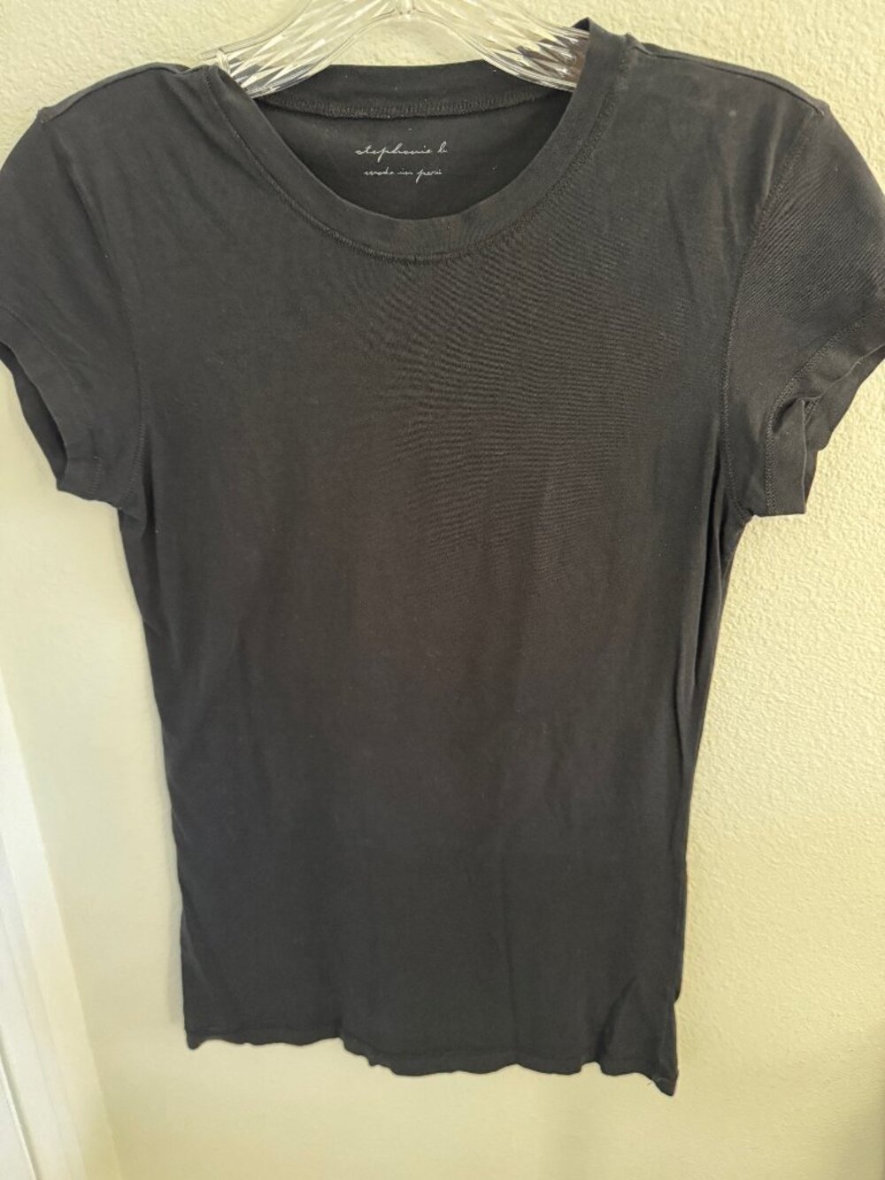 Stephanie B Paris Black Cotton Short-Sleeved T-Shirt; Size S